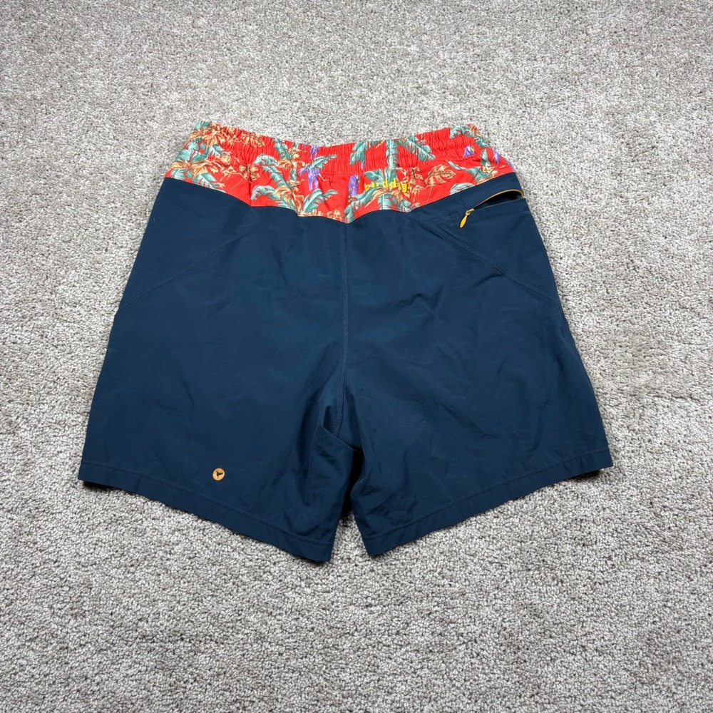 Birddogs Mens Classic Lined Gym Shorts Navy Blue Red Tropical Floral Size M 7in